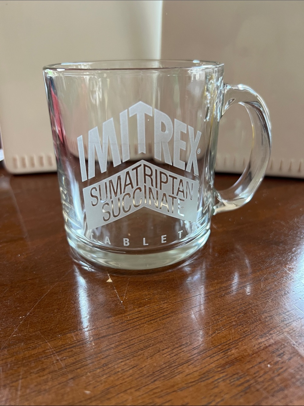 Branded Clear Glass Mug with White Etched Logo
